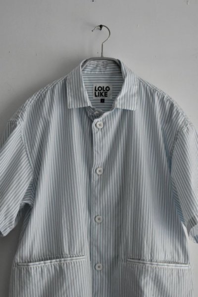 画像2: LOLOLIKE ストライプ半袖ビッグシャツ