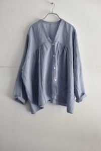 TRAVAIL MANUEL ウォッシュリネン L/Sギャザーブラウス