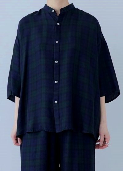 画像1: TRAVAIL MANUEL キュプラチェック バンドカラーSH