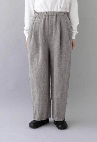 画像1: TRAVAIL MANUEL ウール/リネンミルド 2タックトラウザー